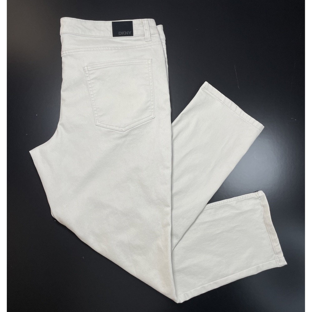DKNY Stanton Slim Fit Stretch Jeans Men's 38x28 Beige White Denim RN 160479